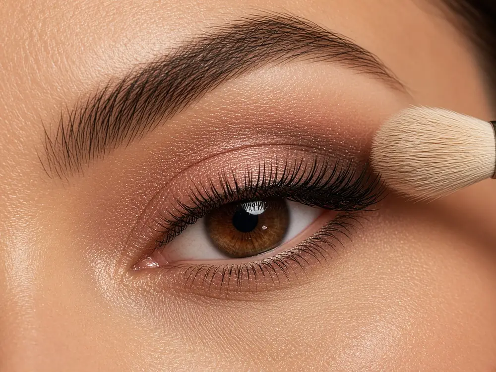 Professional eye makeup being applied