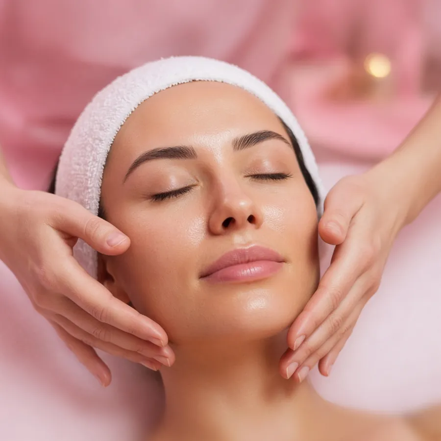 A calming spa facial massage
